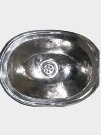 Lave-mains argenté en maillechort marocain ovale 30 x 22 cm - à encastrer